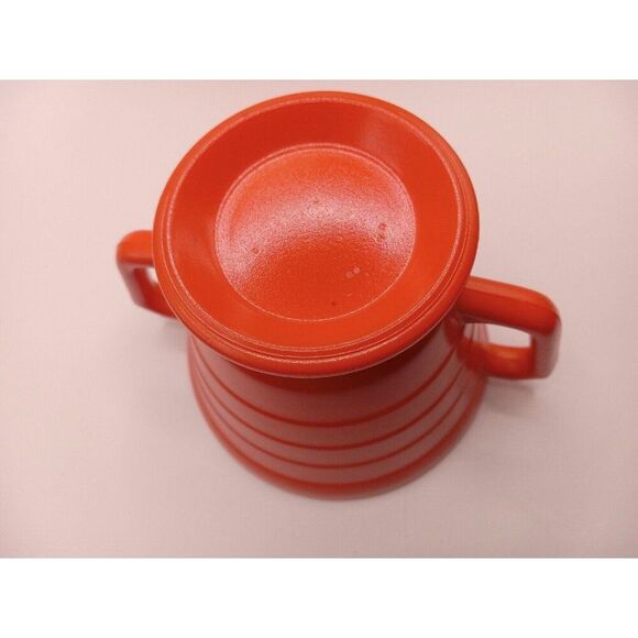 Vintage Hazel Atlas Orange Cream & Sugar Bowls Milk Glass D Handle - Picture 7 of 16